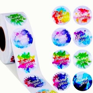 🆕Exquisite Splash Multi-Color “Thank You” Stickers- 100 stickers